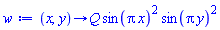 proc (x, y) options operator, arrow, function_assign; Q*sin(Pi*x)^2*sin(Pi*y)^2 end proc