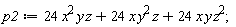 p2 := 24*x^2*y*z+24*x*y^2*z+24*x*y*z^2