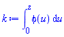 int(phi(u), u = 0 .. z)