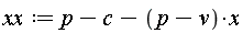 xx := p-c-(p-v)*x