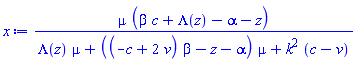 mu*(beta*c+Lambda(z)-alpha-z)/(Lambda(z)*mu+((-c+2*v)*beta-z-alpha)*mu+k^2*(c-v))