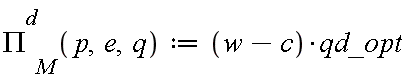 `#msubsup(mi("&Pi;",fontstyle = "normal"),mi("M"),mi("d"))` := proc (p, e, q) options operator, arrow; (w-c)*qd_opt end proc