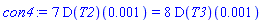 con4 := 7*(D(T2))(0.1e-2) = 8*(D(T3))(0.1e-2)