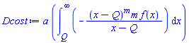 a*(int(-(x-Q)^m*m*f(x)/(x-Q), x = Q .. infinity))