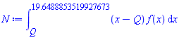 int((x-Q)*f(x), x = Q .. 19.6488853519927673)