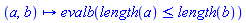 proc (a, b) options operator, arrow; evalb(length(a) <= length(b)) end proc