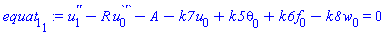 diff(diff(u[1](x), x), x)-R*(diff(u[0](x), x))-A-k7*u[0](x)+k5*theta[0](x)+k6*f[0](x)-k8*w[0](x) = 0