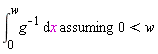 `assuming`([int(1/g, x = 0 .. w)], [0 < w])