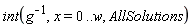 int(1/g, x = 0 .. w, AllSolutions)