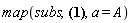 map(subs, {[`0<a<1`, `0<b<1`], [`0<a<1`, `b=-1`], [`0<a<1`, `b=0`], [`0<a<1`, `b=1`], [`0<a<1`, `1<b<&infin;`], [`0<a<1`, -`1<b<0`], [`0<a<1`, -`&infin;<b<-1`], [`a=-1`, `0<b<1`], [`a=-1`, `b=-1`], [`a=-1`, `b=0`], [`a=-1`, `b=1`], [`a=-1`, `1<b<&infin;`], [`a=-1`, -`1<b<0`], [`a=-1`, -`&infin;<b<-1`], [`a=0`, `0<b<1`], [`a=0`, `b=-1`], [`a=0`, `b=0`], [`a=0`, `b=1`], [`a=0`, `1<b<&infin;`], [`a=0`, -`1<b<0`], [`a=0`, -`&infin;<b<-1`], [`a=1`, `0<b<1`], [`a=1`, `b=-1`], [`a=1`, `b=0`], [`a=1`, `b=1`], [`a=1`, `1<b<&infin;`], [`a=1`, -`1<b<0`], [`a=1`, -`&infin;<b<-1`], [`1<a<&infin;`, `0<b<1`], [`1<a<&infin;`, `b=-1`], [`1<a<&infin;`, `b=0`], [`1<a<&infin;`, `b=1`], [`1<a<&infin;`, `1<b<&infin;`], [`1<a<&infin;`, -`1<b<0`], [`1<a<&infin;`, -`&infin;<b<-1`], [-`1<a<0`, `0<b<1`], [-`1<a<0`, `b=-1`], [-`1<a<0`, `b=0`], [-`1<a<0`, `b=1`], [-`1<a<0`, `1<b<&infin;`], [-`1<a<0`, -`1<b<0`], [-`1<a<0`, -`&infin;<b<-1`], [-`&infin;<a<-1`, `0<b<1`], [-`&infin;<a<-1`, `b=-1`], [-`&infin;<a<-1`, `b=0`], [-`&infin;<a<-1`, `b=1`], [-`&infin;<a<-1`, `1<b<&infin;`], [-`&infin;<a<-1`, -`1<b<0`], [-`&infin;<a<-1`, -`&infin;<b<-1`]}, a = A)