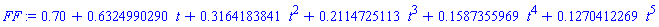 .70+.6324990290*t+.3164183841*t^2+.2114725113*t^3+.1587355969*t^4+.1270412269*t^5