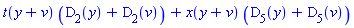 t(y+v)*(D[2](y)+D[2](v))+x(y+v)*(D[5](y)+D[5](v))