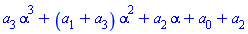 a[3]*alpha^3+(a[1]+a[3])*alpha^2+a[2]*alpha+a[0]+a[2]