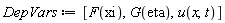 DepVars := [F(xi), G(eta), u(x, t)]