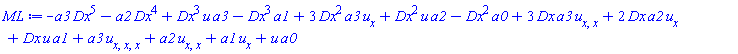 -a3*Dx^5-a2*Dx^4+Dx^3*u*a3-Dx^3*a1+3*Dx^2*a3*(diff(u, x))+Dx^2*u*a2-Dx^2*a0+3*Dx*a3*(diff(diff(u, x), x))+2*Dx*a2*(diff(u, x))+Dx*u*a1+a3*(diff(diff(diff(u, x), x), x))+a2*(diff(diff(u, x), x))+a1*(diff(u, x))+u*a0