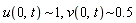 "u(0,t) ~1, v(0,t)~0.5"