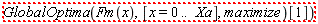 "GlobalOptima(Fm(x),[x=0.. Xa],maximize)[1])"