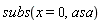 subs(x = 0, asa)