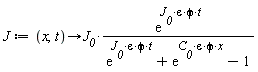 J := proc (x, t) options operator, arrow; J__0*exp(J__0*varepsilon*phi*t)/(exp(J__0*varepsilon*phi*t)+exp(C__0*varepsilon*phi*x)-1) end proc
