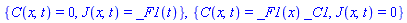 {C(x, t) = 0, J(x, t) = _F1(t)}, {C(x, t) = _F1(x)*_C1, J(x, t) = 0}