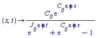proc (x, t) options operator, arrow; C__0*exp(C__0*varepsilon*phi*x)/(exp(J__0*varepsilon*phi*t)+exp(C__0*varepsilon*phi*x)-1) end proc