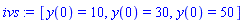 [y(0) = 10, y(0) = 30, y(0) = 50]