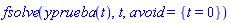fsolve(yprueba(t), t, avoid = {t = 0})