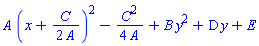 A*(x+(1/2)*C/A)^2-(1/4)*C^2/A+B*y^2+D*y+E