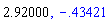 2.92, -.4342092550