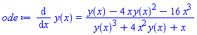 diff(y(x), x) = (y(x)-4*x*y(x)^2-16*x^3)/(y(x)^3+4*x^2*y(x)+x)