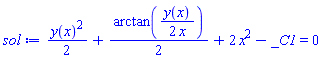 (1/2)*y(x)^2+(1/2)*arctan((1/2)*y(x)/x)+2*x^2-_C1 = 0