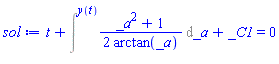t+Intat((1/2)*(_a^2+1)/arctan(_a), _a = y(t))+_C1 = 0