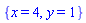 {x = 4, y = 1}