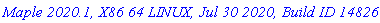 `Maple 2020.1, X86 64 LINUX, Jul 30 2020, Build ID 1482634`