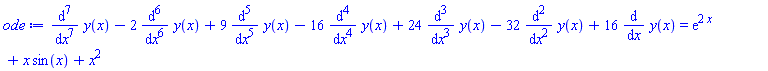 diff(diff(diff(diff(diff(diff(diff(y(x), x), x), x), x), x), x), x)-2*(diff(diff(diff(diff(diff(diff(y(x), x), x), x), x), x), x))+9*(diff(diff(diff(diff(diff(y(x), x), x), x), x), x))-16*(diff(diff(diff(diff(y(x), x), x), x), x))+24*(diff(diff(diff(y(x), x), x), x))-32*(diff(diff(y(x), x), x))+16*(diff(y(x), x)) = exp(2*x)+x*sin(x)+x^2