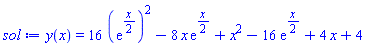 y(x) = 16*(exp((1/2)*x))^2-8*x*exp((1/2)*x)+x^2-16*exp((1/2)*x)+4*x+4