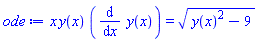 x*y(x)*(diff(y(x), x)) = (y(x)^2-9)^(1/2)