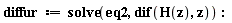 diffur := solve(eq2, dif(H(z), z))