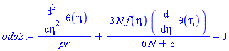 (diff(diff(theta(eta), eta), eta))/pr+3*N*f(eta)*(diff(theta(eta), eta))/(6*N+8) = 0