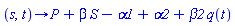 proc (s, t) options operator, arrow; P+beta*S-alpha1+alpha2+beta2*q(t) end proc