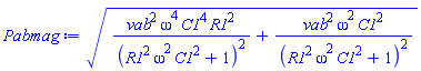 (vab^2*omega^4*C1^4*R1^2/(C1^2*R1^2*omega^2+1)^2+vab^2*omega^2*C1^2/(C1^2*R1^2*omega^2+1)^2)^(1/2)