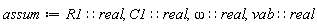 assum := R1::real, C1::real, omega::real, vab::real