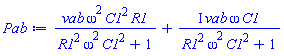 vab*omega^2*C1^2*R1/(C1^2*R1^2*omega^2+1)+I*vab*omega*C1/(C1^2*R1^2*omega^2+1)