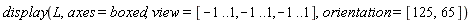 display(L, axes = boxed, view = [-1 .. 1, -1 .. 1, -1 .. 1], orientation = [125, 65])