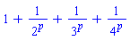 1+1/2^p+1/3^p+1/4^p