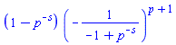 (1-p^(-s))*(-1/(-1+p^(-s)))^(p+1)