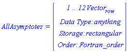 AllAsymptotes := Vector(4, {(1) = ` 1 .. 12 `*Vector[row], (2) = `Data Type: `*anything, (3) = `Storage: `*rectangular, (4) = `Order: `*Fortran_order})