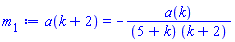 a(k+2) = -a(k)/((5+k)*(k+2))