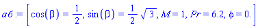 [cos(beta) = 1/2, sin(beta) = (1/2)*3^(1/2), M = 1, Pr = 6.2, phi = 0.]