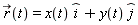 `#mover(mi("r"),mo("&rarr;"))`(t) = x(t)*`#mover(mi("i"),mo("&and;"))`+y(t)*`#mover(mi("j"),mo("&and;"))`